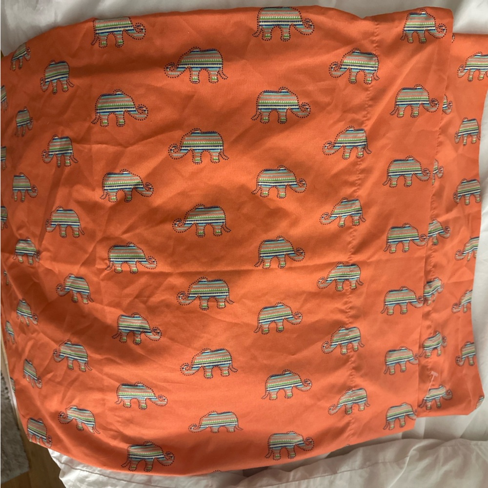 Orange full sheet set with Elephant Print
